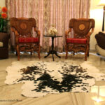 Real Genuine Brown Hereford Cowhide Rug 6x6 Large Modern Living Room Area Rug Natural Leather Hair On Cheap Brazilian Brindle Hung on Wall Bedroom Cheap Cowhide Rug Sale