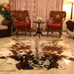 Real Genuine Brown Speckled Salt and Pepper Cowhide Rug 6x6 Large Modern Living Room Area Rug Natural Leather Hair On Cheap Brazilian Brindle Hung on Wall Bedroom Cheap Cowhide Rug Sale