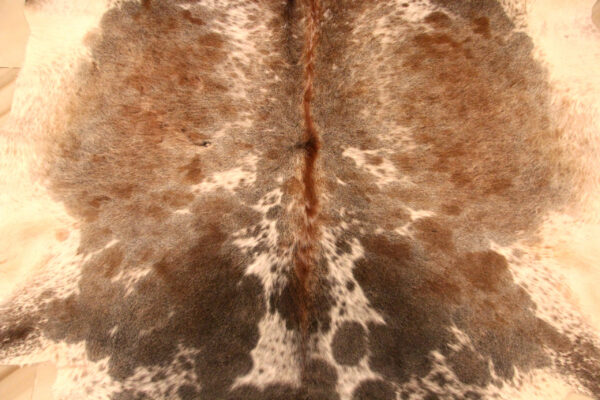 Real Genuine Tricolor Brown Taupe Speckled Salt and Pepper Cowhide Rug 6x5 Large Modern Living Room Area Rug Natural Leather Hair On Cheap Brazilian Brindle Hung on Wall Bedroom Cheap Cowhide Rug Sale