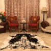 Real Genuine Black Speckled Salt and Pepper Cowhide Rug 5x6 Large Modern Living Room Area Rug Natural Leather Hair On Cheap Brazilian Brindle Hung on Wall Bedroom Cheap Cowhide Rug Sale